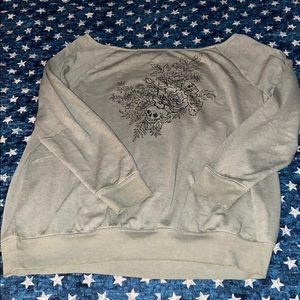 NWT floral skull graphic off-shoulder sweatshirt